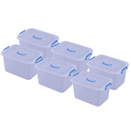BASICWISE Large Clear Storage Container With Lid and Handles, PK 6 QI003488.6